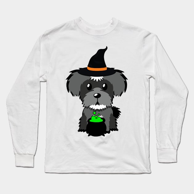 Cute schnazuer dog is a witch Long Sleeve T-Shirt by Pet Station